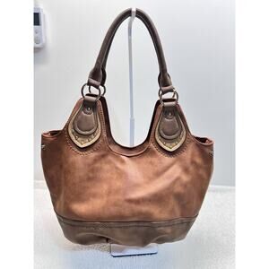 Louis Cardy Vegan Faux Leather Fossil & Brown Purse Double Strap Shoulder Bag